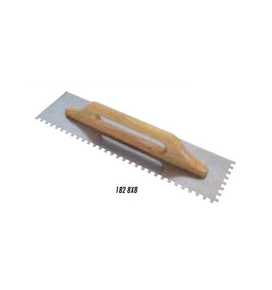 Dantyta glaistyklė, kvadratiniais dantimis su medine rankena, 8 mm, 48x13cm