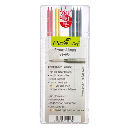 Pica Dry refills MULTI-USE, 3-ju spalvų (keičiamos šerdelės) 8 vnt.