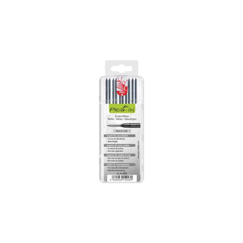 Pica Dry Refills, grafito spalvos (keičiamos šerdelės) 10 vnt. Pica Dry Refills, grafito spalvos (keičiamos šerdelės) 10 vnt.