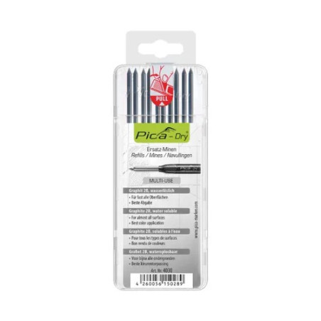 Pica Dry Refills, grafito spalvos (keičiamos šerdelės) 10 vnt.