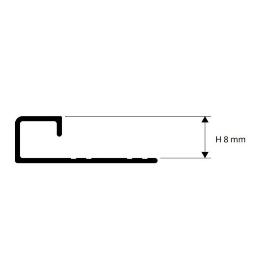 Profilis, aliuminis anoduotas, juodas, h 8 mm, L 2,7 m, 1 vnt