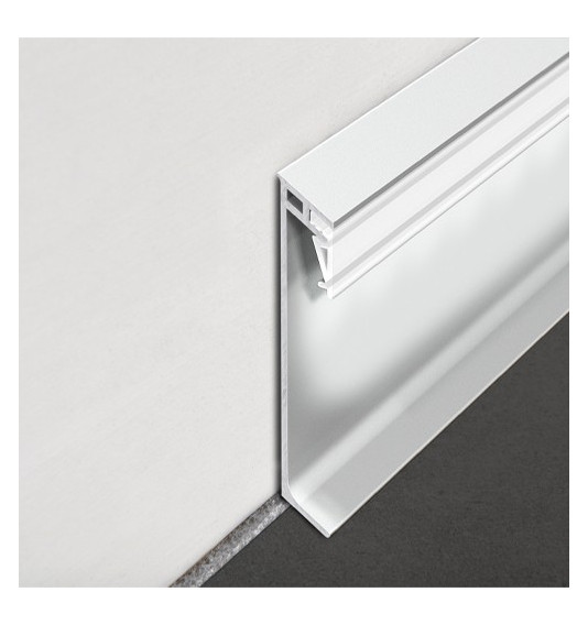 Grindjuostė, anoduoto aliuminio, h 80 mm, su viršutiniu PVC profiliu, L 2,0 m