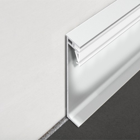 Grindjuostė, anoduoto aliuminio, h 80 mm, su viršutiniu PVC profiliu, L 2,0 m