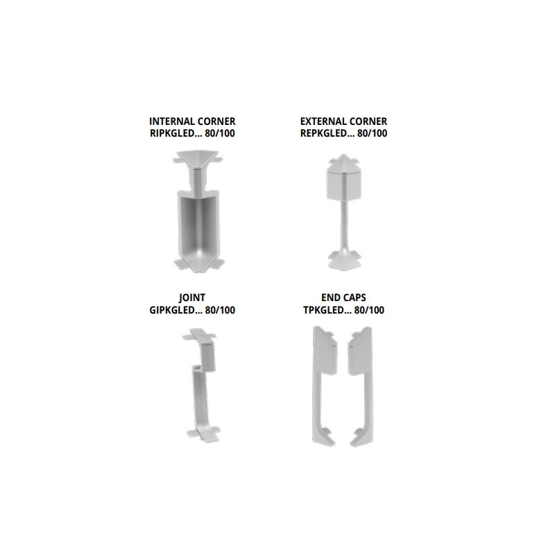 Grindjuostė, anoduoto aliuminio, h 80 mm, su viršutiniu PVC profiliu, L 2,0 m