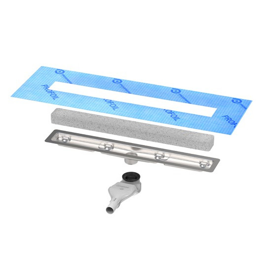 PROSHOWER PRO išilginis dušo trapas, vientisai, be virinimo, siūlių presuotas nerūdijantis plienas, 90 cm., 1 kompl.