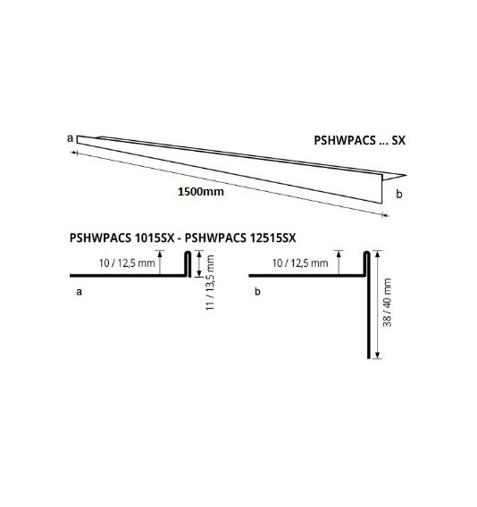 Profilis dušo nerūdijantis plienas, kairinis, h 12,5 mm, L 1,5 m