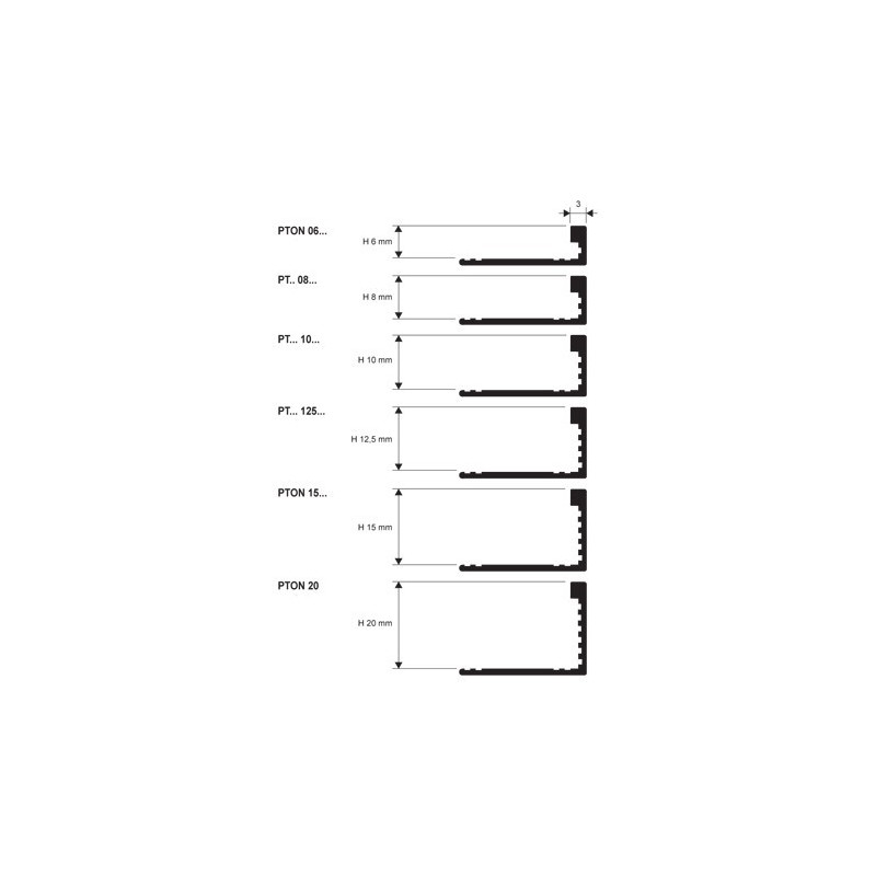 Profilis, žalvaris, naturalus, h 6 mm, L 2.7