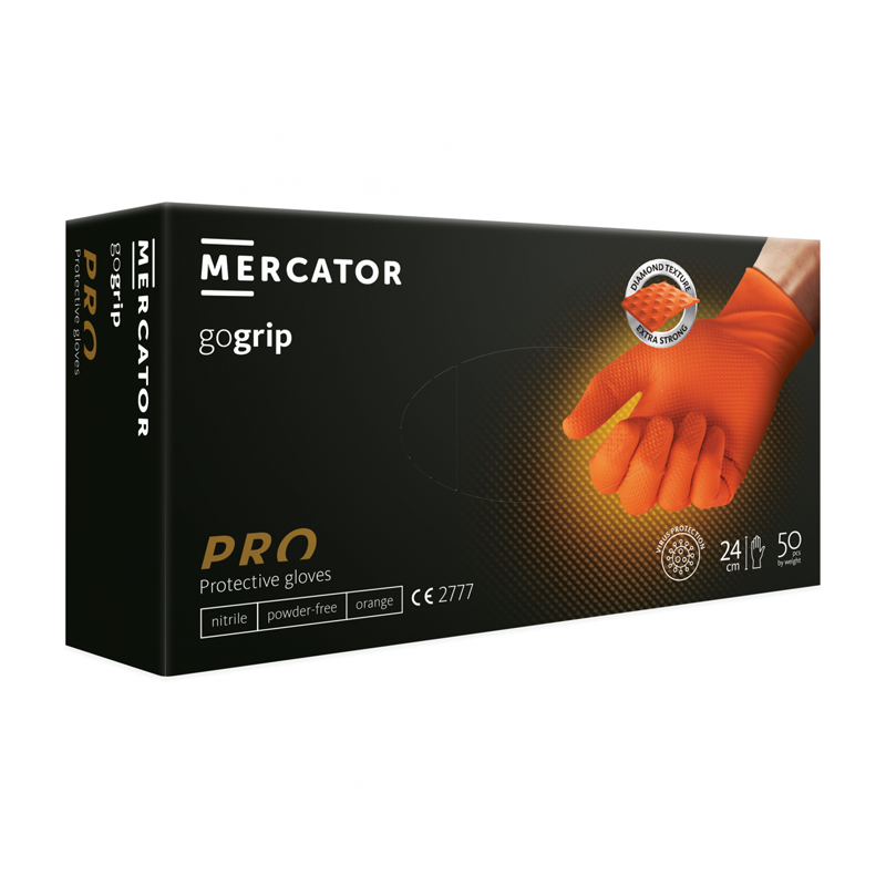 Nitrila cimdi, M izmērs, oranži, 50 gab.