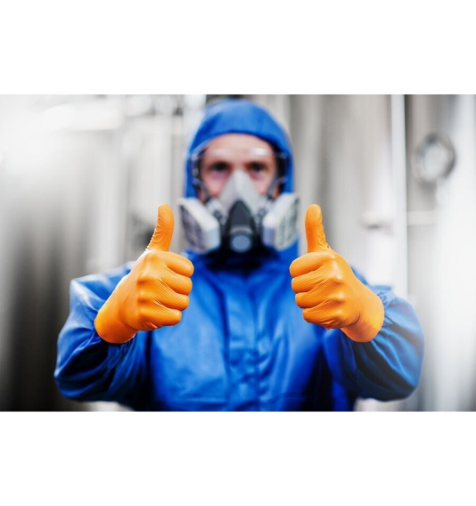 Nitrila cimdi, M izmērs, oranži, 50 gab.