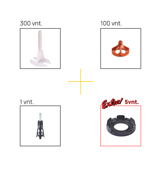 copy of Gludināšanas sistēmas komplekts, knaibles (1 gab.), 1.5mm suporti (250 gab) un ķīļi (250 gab.), 3-12mm