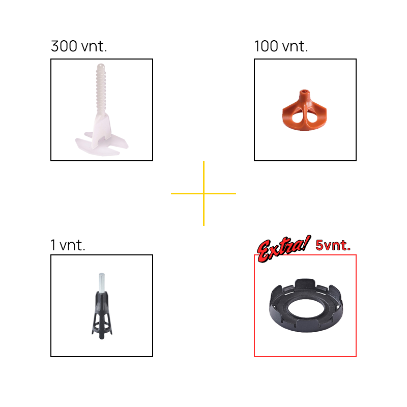 copy of Gludināšanas sistēmas komplekts, knaibles (1 gab.), 1.5mm suporti (250 gab) un ķīļi (250 gab.), 3-12mm