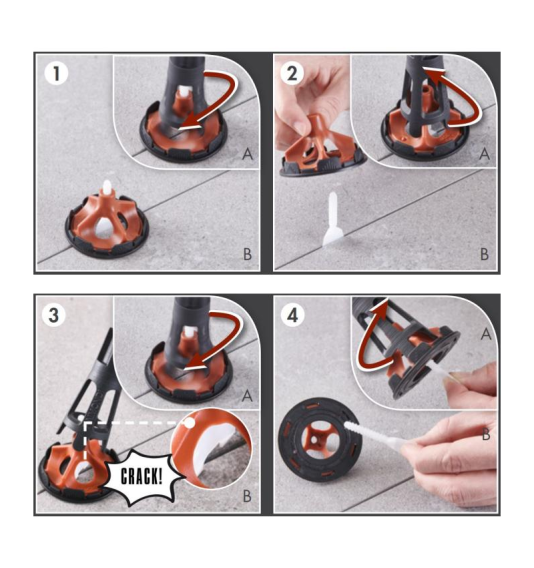 Gludināšanas sistēmas komplekts, VITEXPRESS instruments (1 gab.), VITE skavas (300 gab.) un VITE augšējā daļa (100 gab.), 3-15 m