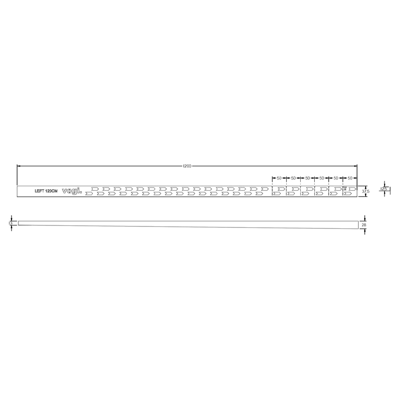 Dural Profile Dušas nerūsējošais tērauds, pa labi, h 11 mm, 98 cm