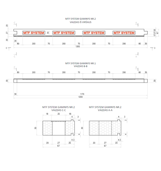 Loga elements - MTF W A 67x30 mm, garums 1200 mm, 1 gab.