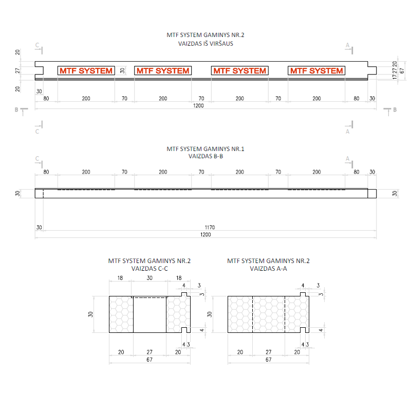 Loga elements - MTF W A 67x30 mm, garums 1200 mm, 1 gab.