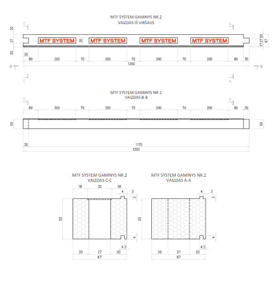 Loga elements - MTF W B 67x50 mm, garums 1200 mm, 1 gab.
