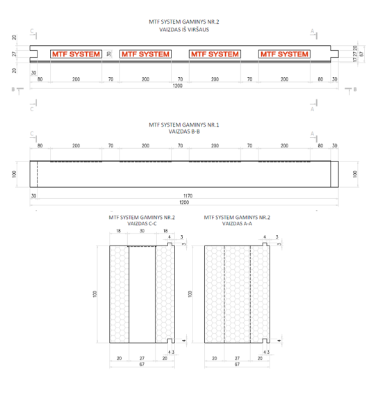 Loga elements - MTF W C 67x100 mm, garums 1200 mm, 1 gab.