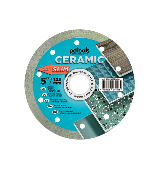 Dimanta disks CERAMIC SLIM, sausai/mitrai griešanai, Ø125 mm, 22,2 mm