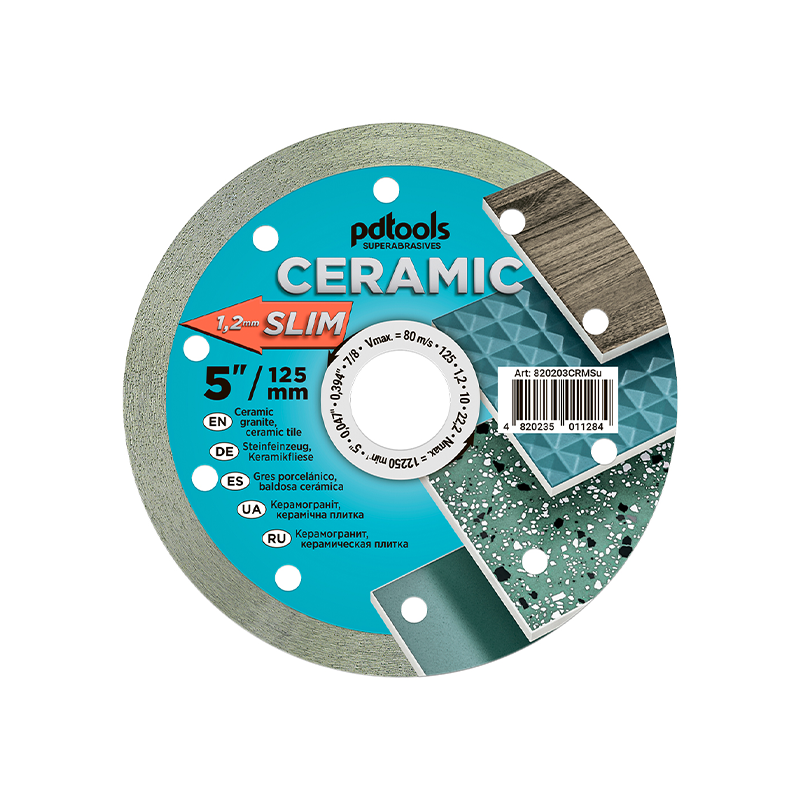 Dimanta disks CERAMIC SLIM, sausai/mitrai griešanai, Ø125 mm, 22,2 mm