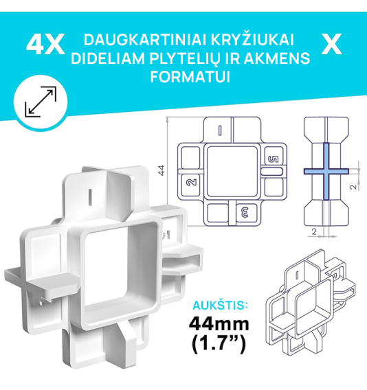 Krustiņi flīžu starplikām, atkārtoti lietojami, 1,2,3,5 mm (40 gab.)