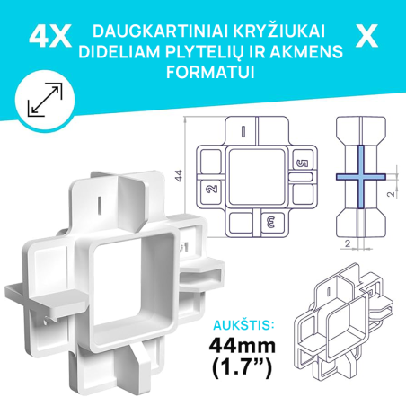 Krustiņi flīžu starplikām, atkārtoti lietojami, 1,2,3,5 mm (40 gab.) | skrso | NMF Home