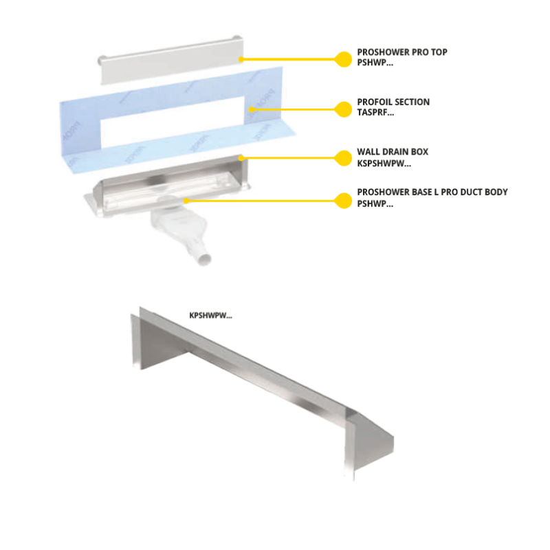 PROSHOWER WALL DRAIN sienas izlietne, nerūsējošais tērauds, 80 cm., 1 gab.