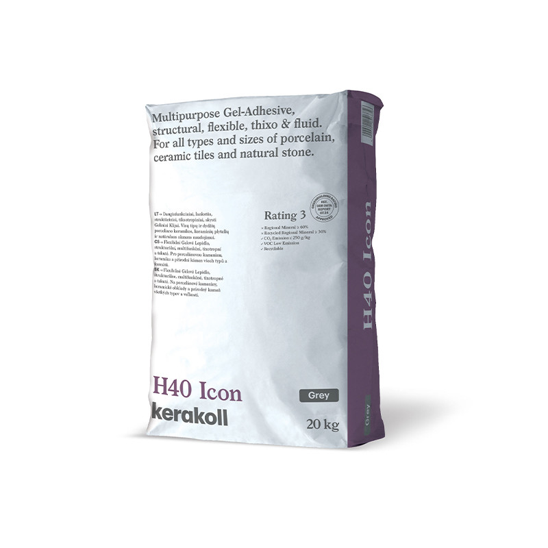 Kerakoll H40 Icon (pelēki), 20 kg, minerālas elastīgas līmes C2TE