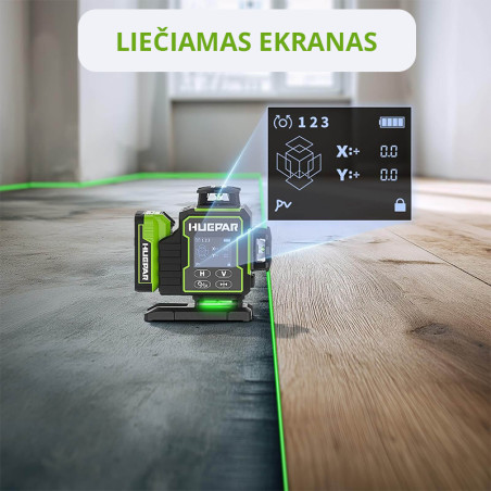 Huepar W04CG 4D lāzera līmeņrādi ar rotācijas pamatni un akumulatoru | bloksana-mrinstrumenti | NMF Home
