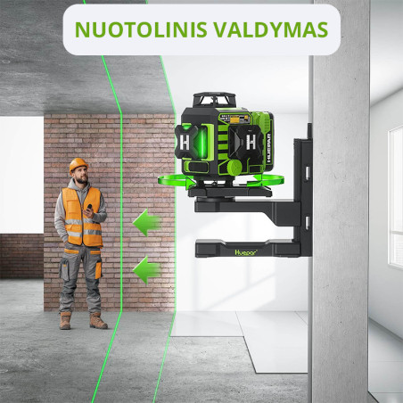 Huepar W04CG 4D lāzera līmeņrādi ar rotācijas pamatni un akumulatoru | bloksana-mrinstrumenti | NMF Home