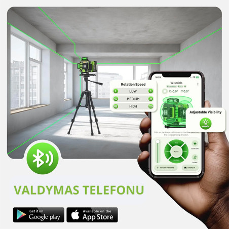 Huepar W04CG 4D lāzera līmeņrādi ar rotācijas pamatni un akumulatoru | bloksana-mrinstrumenti | NMF Home